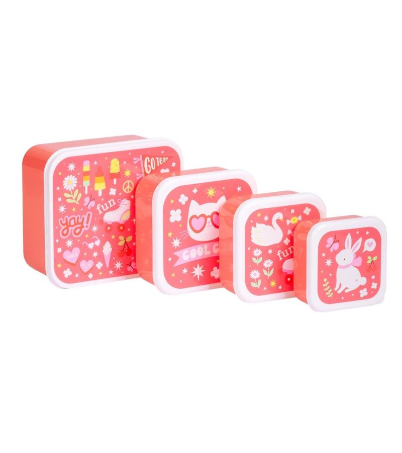 Σετ 4 δοχεία φαγητού Lunch & Snack Box Fun A LITTLE LOVELY COMPANY SBSEFU75