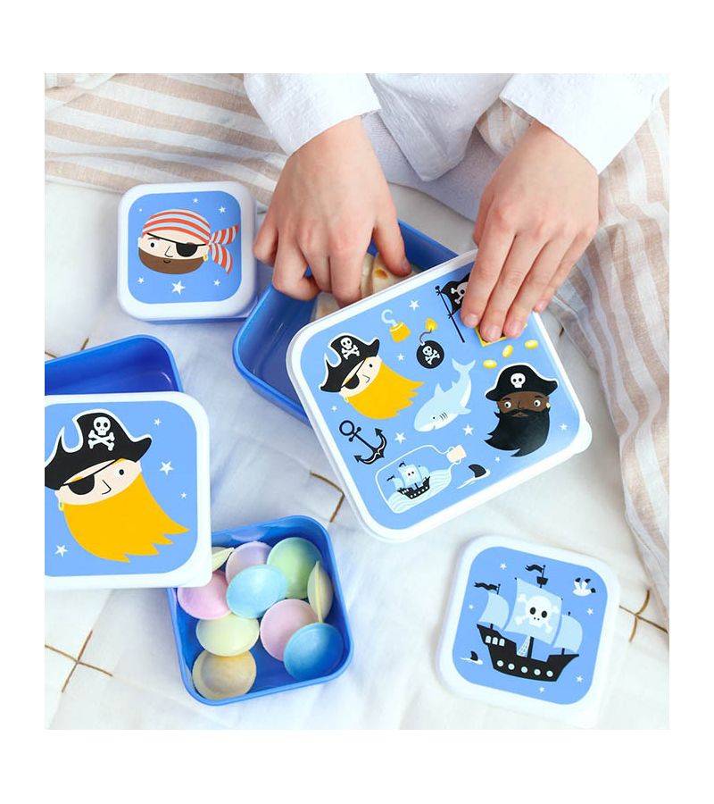 Σετ 4 δοχεία φαγητού Lunch & Snack Box Pirates A LITTLE LOVELY COMPANY SBSEPI80