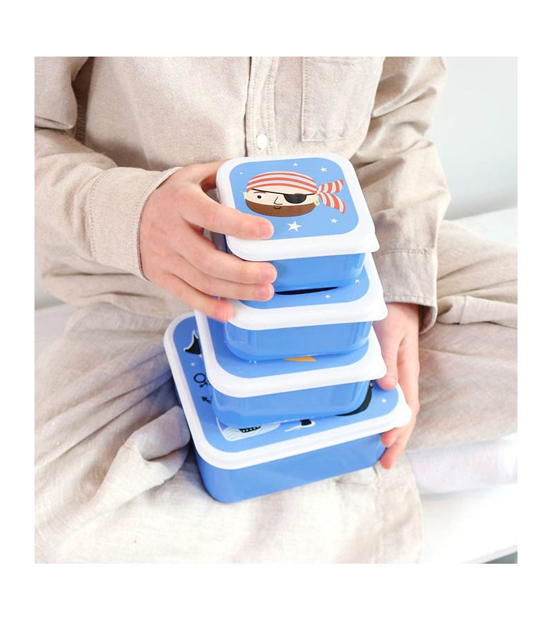 Σετ 4 δοχεία φαγητού Lunch & Snack Box Pirates A LITTLE LOVELY COMPANY SBSEPI80