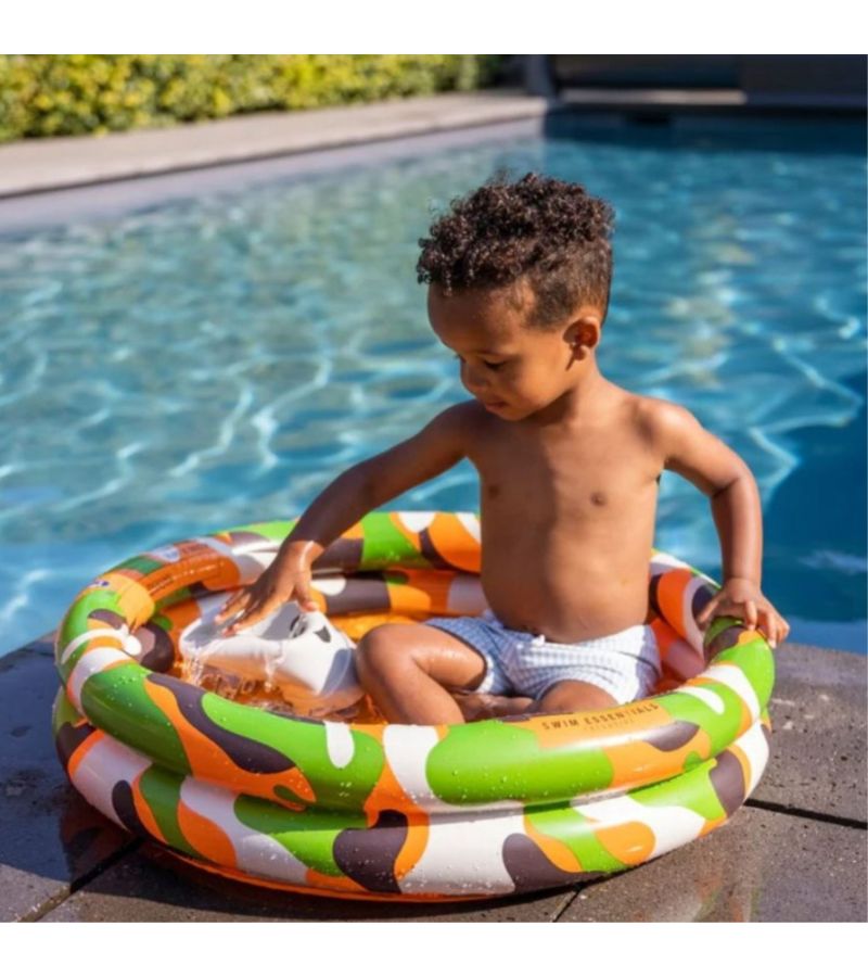 SWIM ESSENTIALS Φουσκωτή πισίνα Ø60εκ. με δύο αεροθαλάμους για μωρά από 0 μηνών - Camouflage SWE-2020SE113