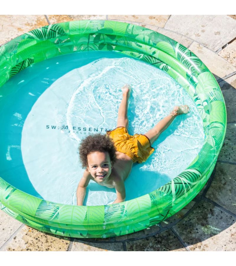 SWIM ESSENTIALS Φουσκωτή πισίνα Ø150εκ. με δύο αεροθαλάμους για μωρά από 3 ετών - Green Tropical SWE-2020SE115