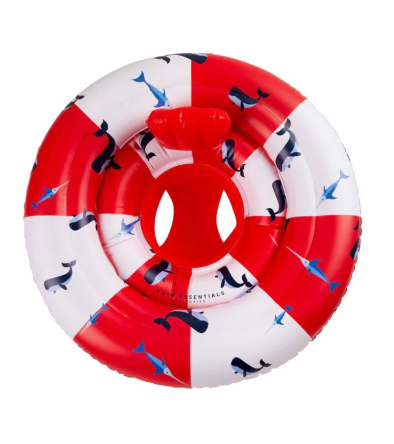 SWIM ESSENTIALS Σωσίβιο Ø69εκ. για μωρά από 0-1 ετών - Red-white Whale Life Boy SWE-2020SE153