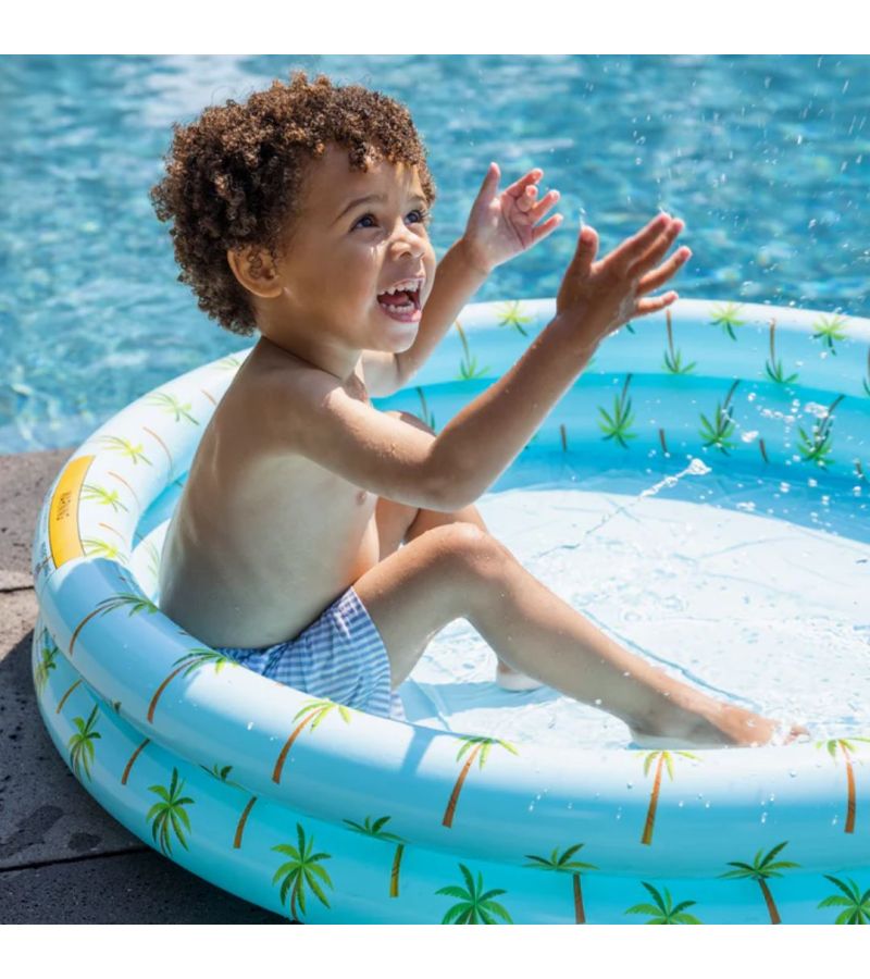 SWIM ESSENTIALS Φουσκωτή πισίνα Ø100εκ. με δύο αεροθαλάμους για μωρά από 1 έτους - Palm Tree SWE-2020SE158