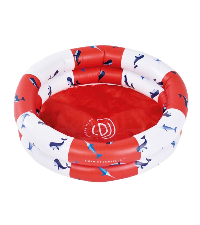 SWIM ESSENTIALS Φουσκωτή πισίνα Ø60εκ. με δύο αεροθαλάμους για μωρά από 0 μηνών - Red-White Whale SWE-2020SE334