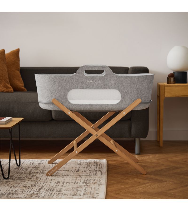 SNUZ ΚΑΛΑΘΟΥΝΑ SNUZBASKIT LIGHT GREY & ΞΥΛΙΝΗ ΒΑΣΗ NATURAL GSFSB001AB