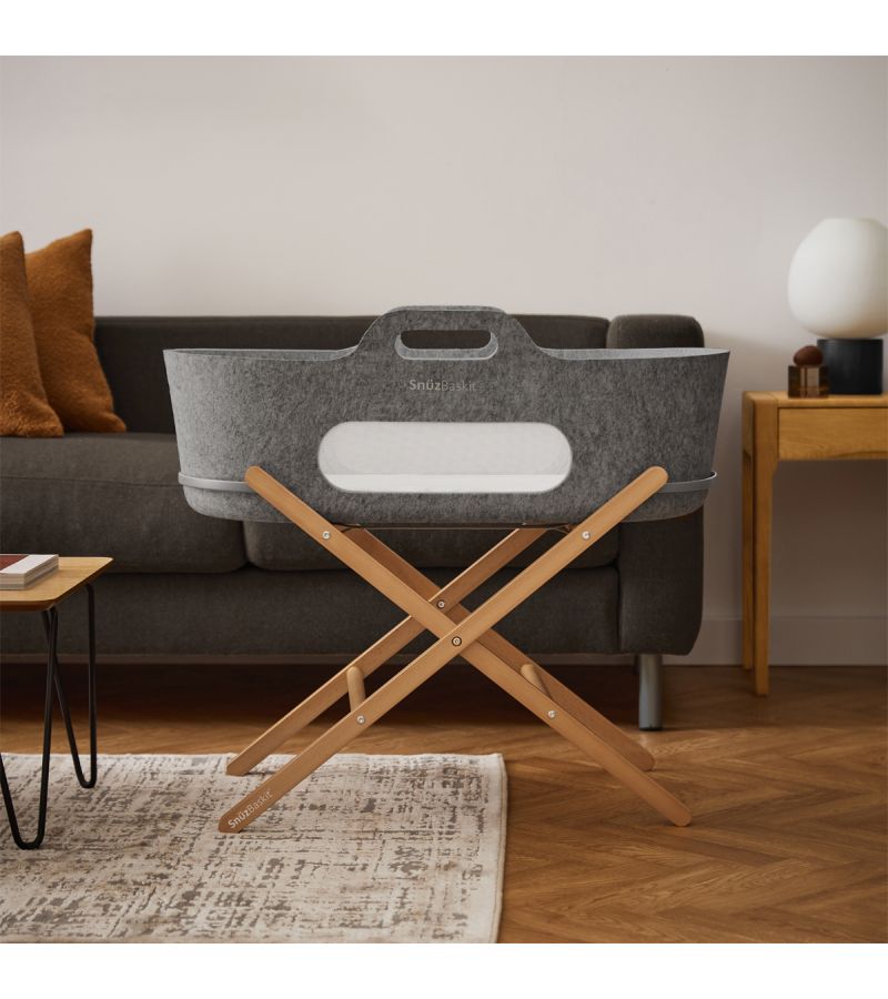 SNUZ ΚΑΛΑΘΟΥΝΑ SNUZBASKIT DARK GREY & ΞΥΛΙΝΗ ΒΑΣΗ NATURAL GSFSB001BB