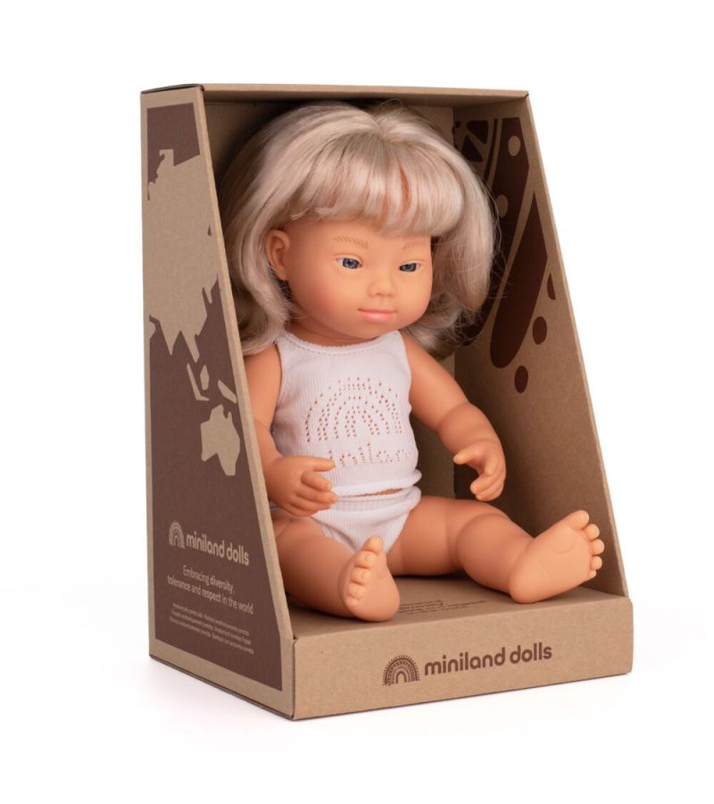 MINILAND Caucasian Girl Down Sydrome 38cm Με Εσώρουχα ME31264