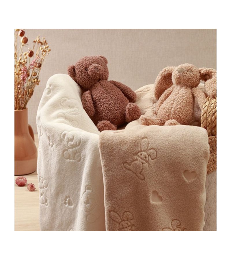 Βρεφική κουβέρτα BABYONO 75x100cm με λούτρινο κουνελάκι αγκαλιάς Καφέ BN1567/02