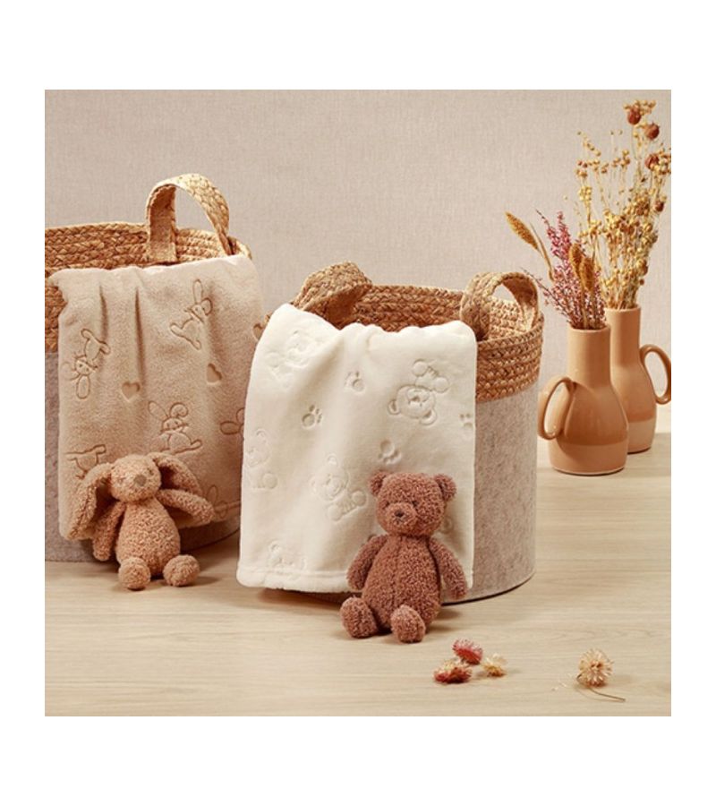Βρεφική κουβέρτα BABYONO 75x100cm με λούτρινο κουνελάκι αγκαλιάς Καφέ BN1567/02