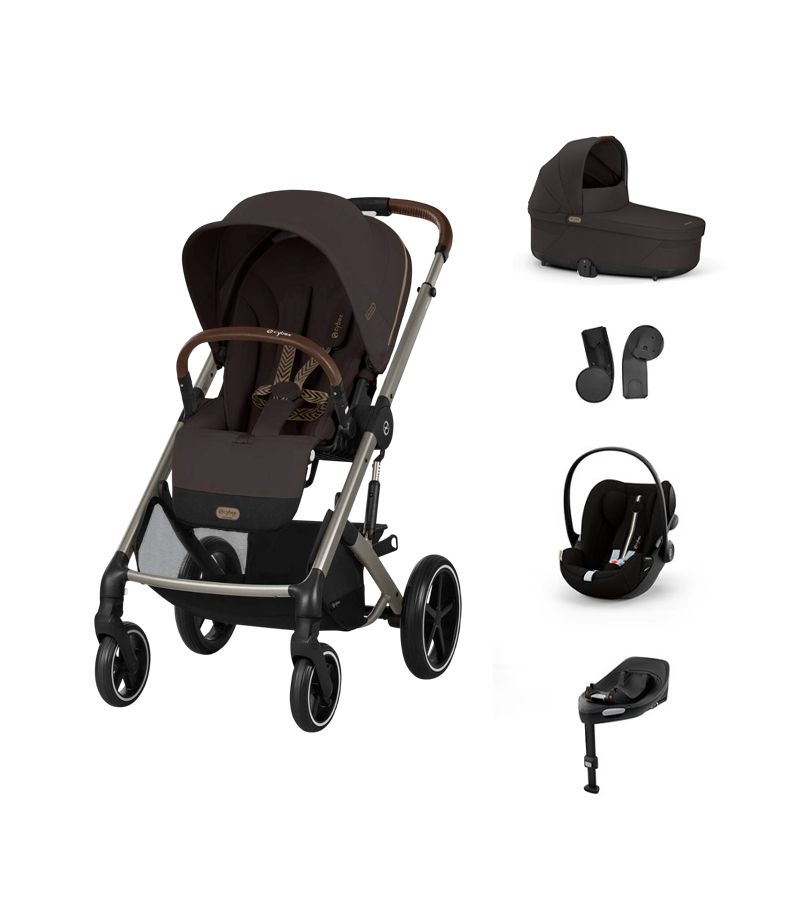CYBEX Πολυκαρότσι 3in1 Balios S Lux Taupe Frame Chocolate Brown με κάθισμα Cloud G i-size Plus Moon Black με Βάση Isofix Base G