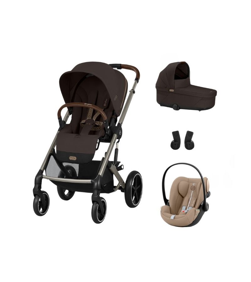 CYBEX Πολυκαρότσι 3in1 Balios S Lux TPE Chocolate Brown με κάθισμα Cloud G i-size Plus Almond Beige