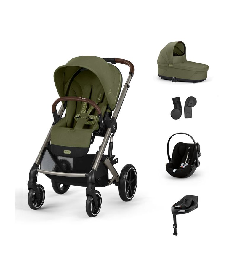 CYBEX Πολυκαρότσι 3in1 Balios S Lux Taupe Frame Moss Green με κάθισμα Cloud G i-size Plus Moon Black με Βάση Isofix Base G