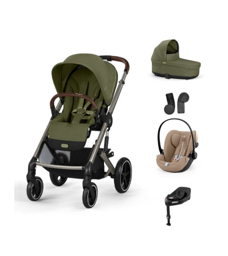 CYBEX Πολυκαρότσι 3in1 Balios S Lux Taupe Frame Moss Green με κάθισμα Cloud G i-size Plus Almond Beige με Βάση Isofix Base G