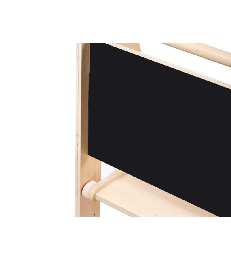 Eli Neli Montessori Πτυσσόμενος Ξύλινος Πύργος Εκμάθησης 2 σε 1 με Μαυροπίνακα 90cm