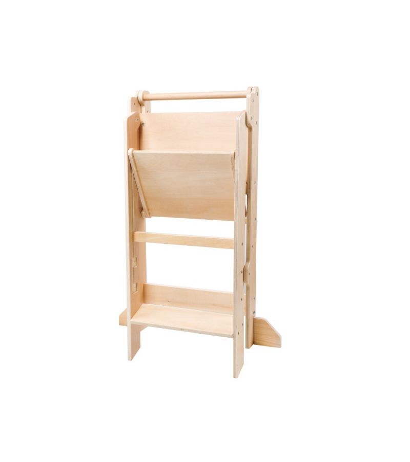 Eli Neli Montessori Πτυσσόμενος Ξύλινος Πύργος Εκμάθησης 2 σε 1 με Μαυροπίνακα 90cm