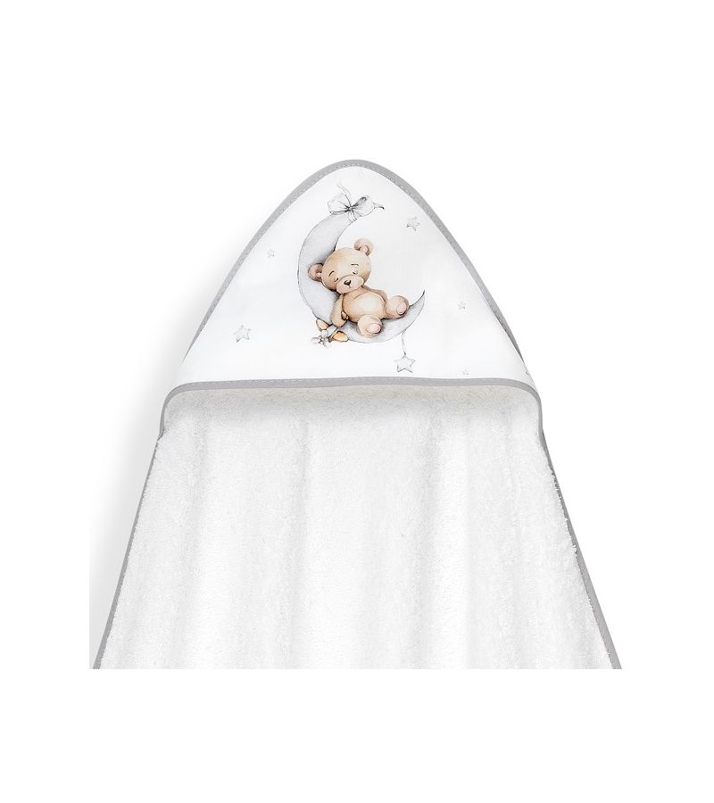 Interbaby Bear Μπουρνούζι Κάπα & Καπέλο Μπάνιου White-Grey
