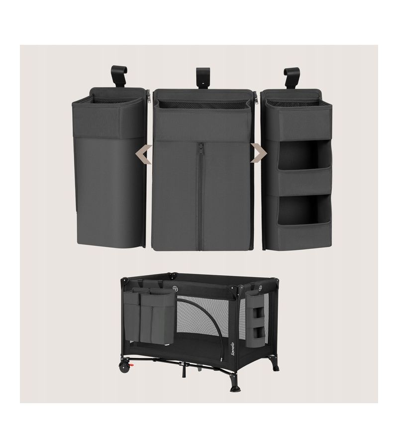 Lionelo Sidepocket Large Κρεμαστός Οργανωτής για κούνια/παρκοκρέβατο Gray