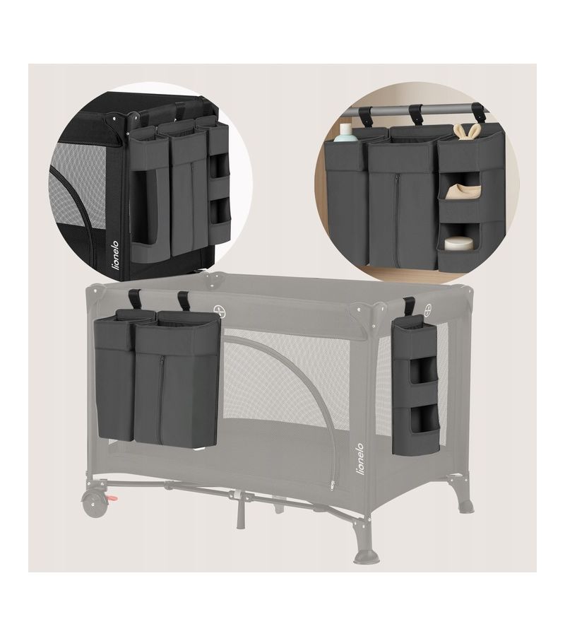 Lionelo Sidepocket Large Κρεμαστός Οργανωτής για κούνια/παρκοκρέβατο Gray