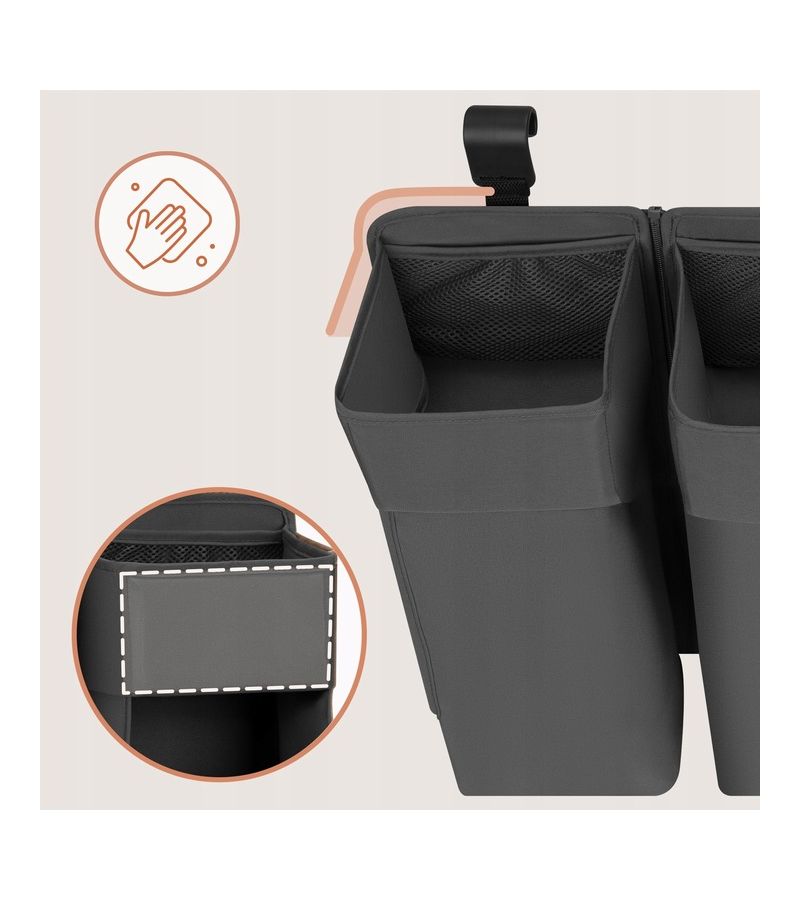 Lionelo Sidepocket Large Κρεμαστός Οργανωτής για κούνια/παρκοκρέβατο Gray