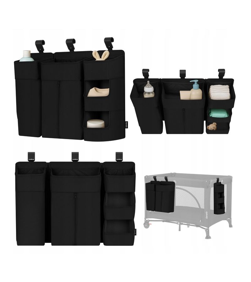 Lionelo Sidepocket Large Κρεμαστός Οργανωτής για κούνια/παρκοκρέβατο Black