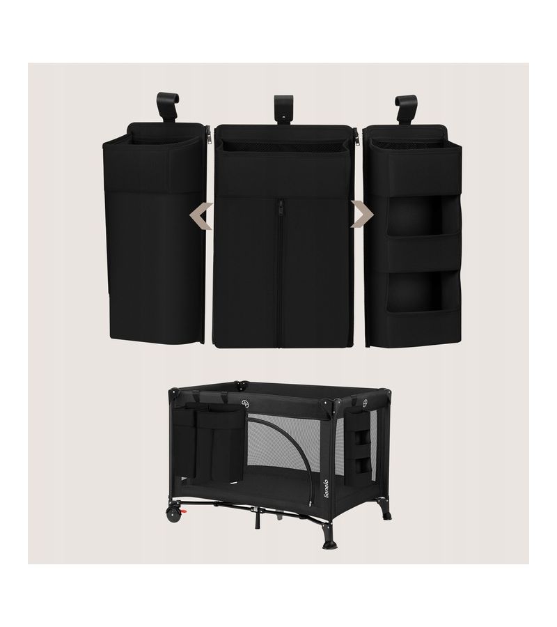 Lionelo Sidepocket Large Κρεμαστός Οργανωτής για κούνια/παρκοκρέβατο Black