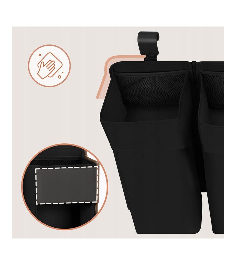 Lionelo Sidepocket Large Κρεμαστός Οργανωτής για κούνια/παρκοκρέβατο Black