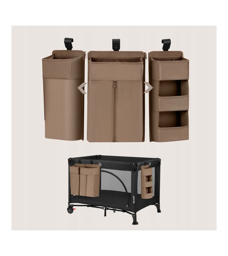 Lionelo Sidepocket Large Κρεμαστός Οργανωτής για κούνια/παρκοκρέβατο Beige