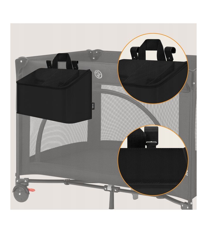 Lionelo Sidepocket Medium Κρεμαστός Οργανωτής για κούνια/παρκοκρέβατο Black