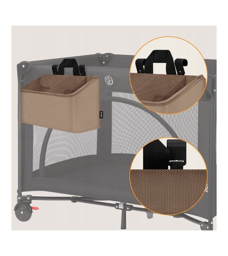 Lionelo Sidepocket Medium Κρεμαστός Οργανωτής για κούνια/παρκοκρέβατο Beige