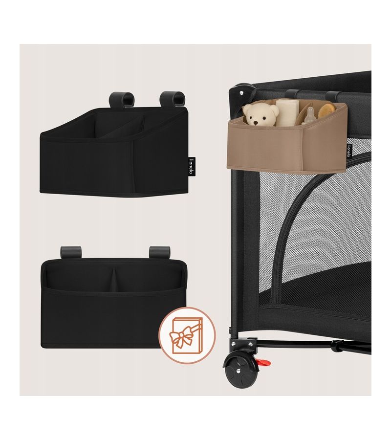 Lionelo Sidepocket Small Κρεμαστός Οργανωτής για κούνια/παρκοκρέβατο Black
