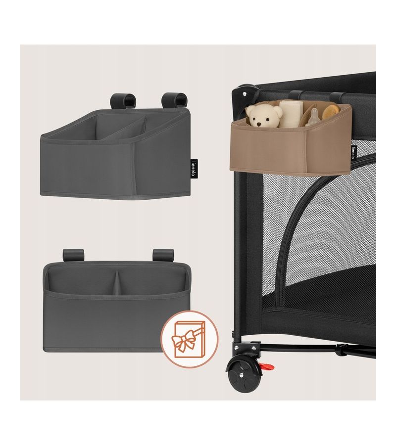 Lionelo Sidepocket Small Κρεμαστός Οργανωτής για κούνια/παρκοκρέβατο Gray