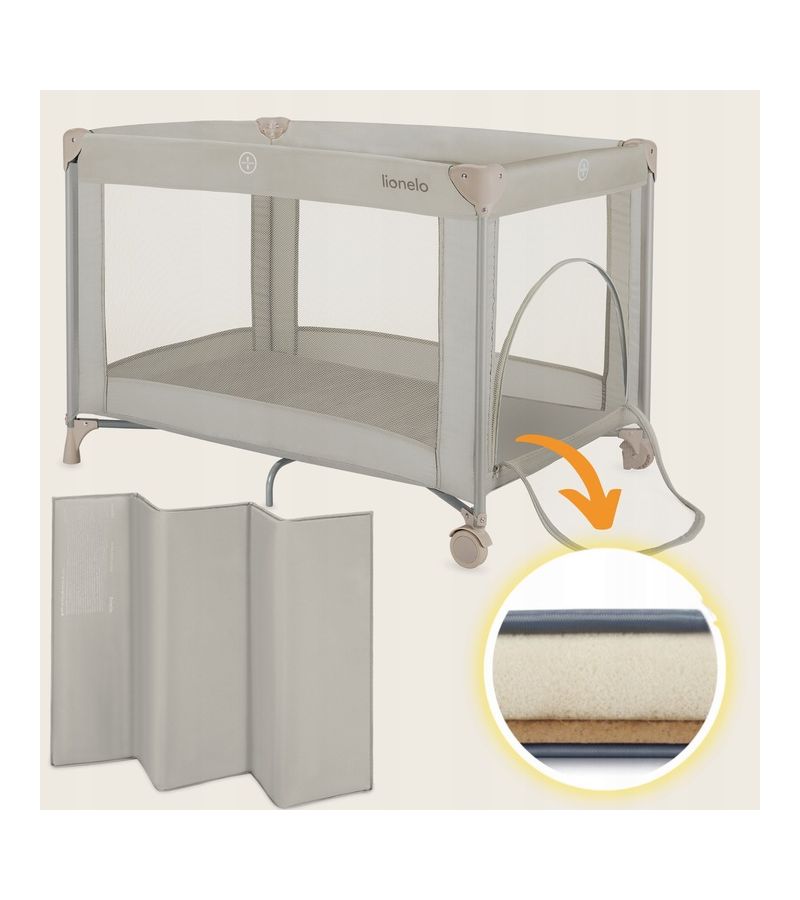 Lionelo Amelie Παρκοκρέβατο 1 Επιπέδoυ Beige Sand