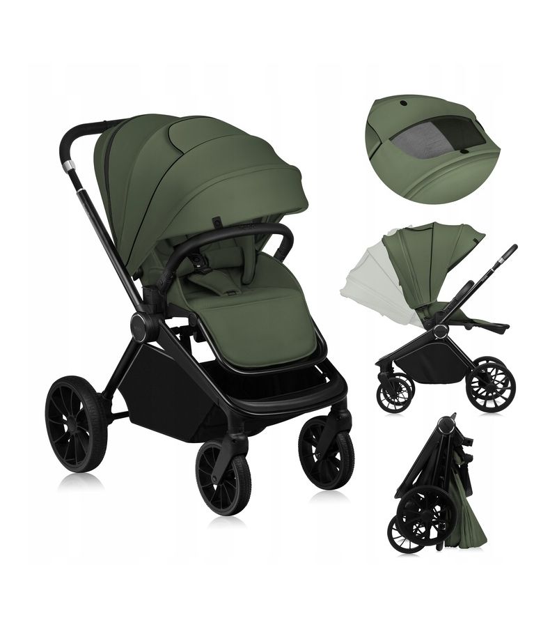 Lionelo Mika Plus Καρότσι Βρεφικό με Αναστροφή έως 22 kg Green Olive