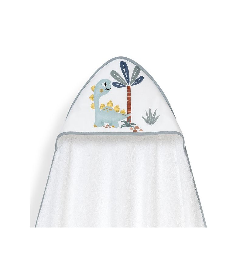 Interbaby Dino Μπουρνούζι Κάπα & Καπέλο Μπάνιου White-Grey