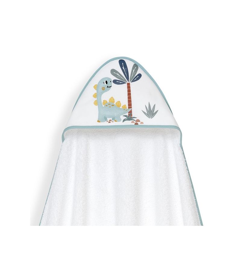 Interbaby Dino Μπουρνούζι Κάπα & Καπέλο Μπάνιου White-Green
