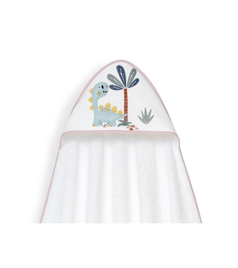 Interbaby Dino Μπουρνούζι Κάπα & Καπέλο Μπάνιου White-Pink