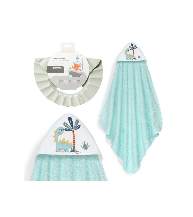 Interbaby Dino Μπουρνούζι Κάπα & Καπέλο Μπάνιου Green