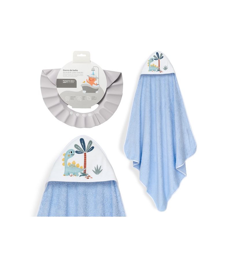 Interbaby Dino Μπουρνούζι Κάπα & Καπέλο Μπάνιου Blue