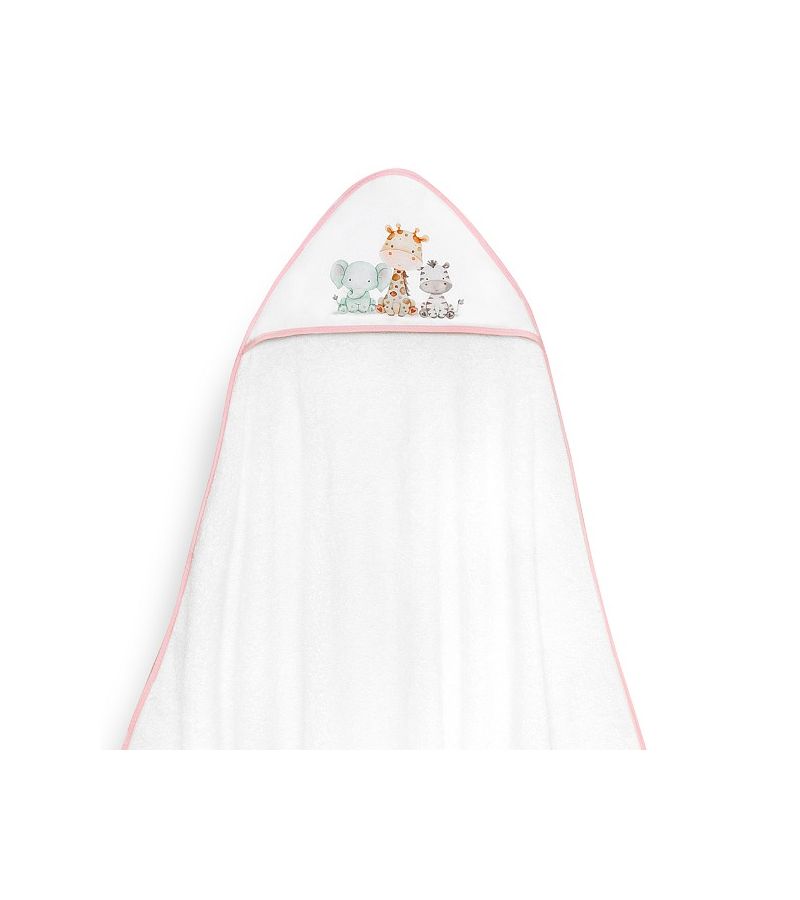 Interbaby Jirafa Elefante Μπουρνούζι Κάπα & Σαλιάρα White-Pink