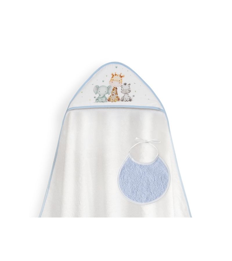 Interbaby Jirafa Elefante Μπουρνούζι Κάπα & Σαλιάρα White-Blue