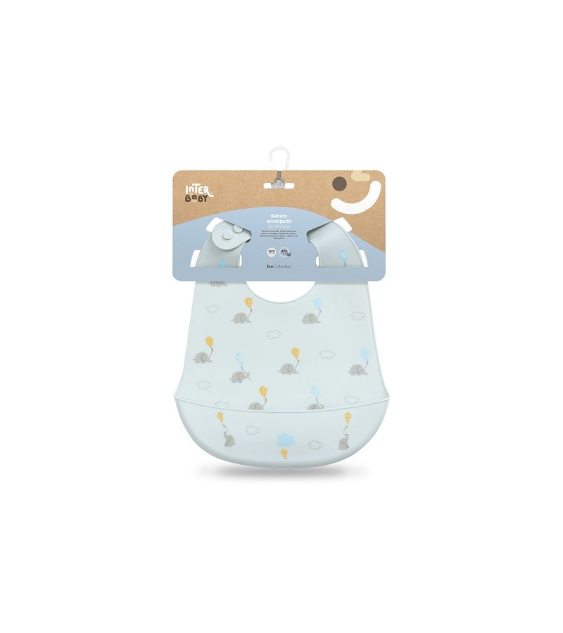 Interbaby Σαλιάρα Σιλικόνης Elefantes Blue