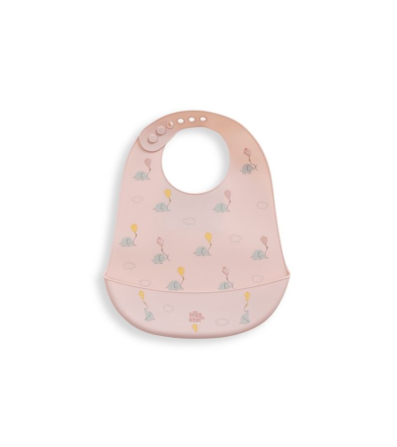 Interbaby Σαλιάρα Σιλικόνης Elefantes Pink