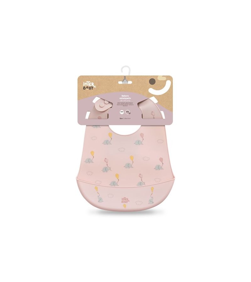 Interbaby Σαλιάρα Σιλικόνης Elefantes Pink
