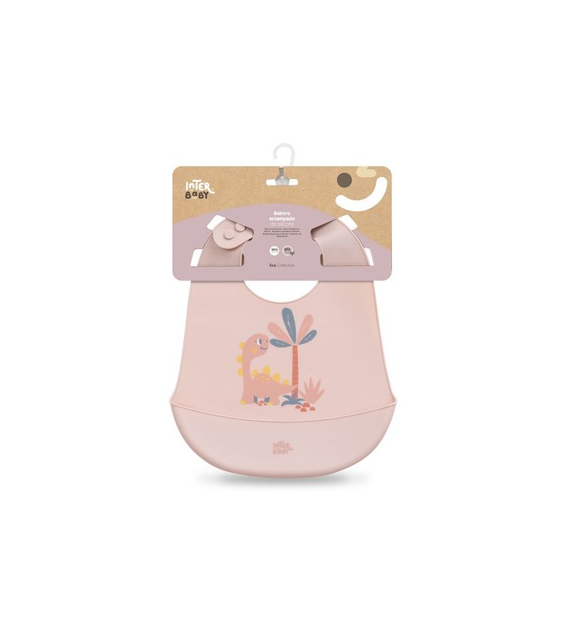 Interbaby Σαλιάρα Σιλικόνης Dino Pink