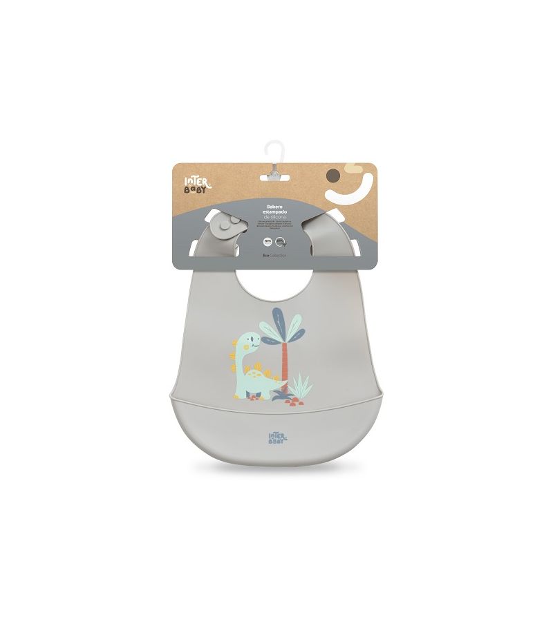 Interbaby Σαλιάρα Σιλικόνης Dino Grey