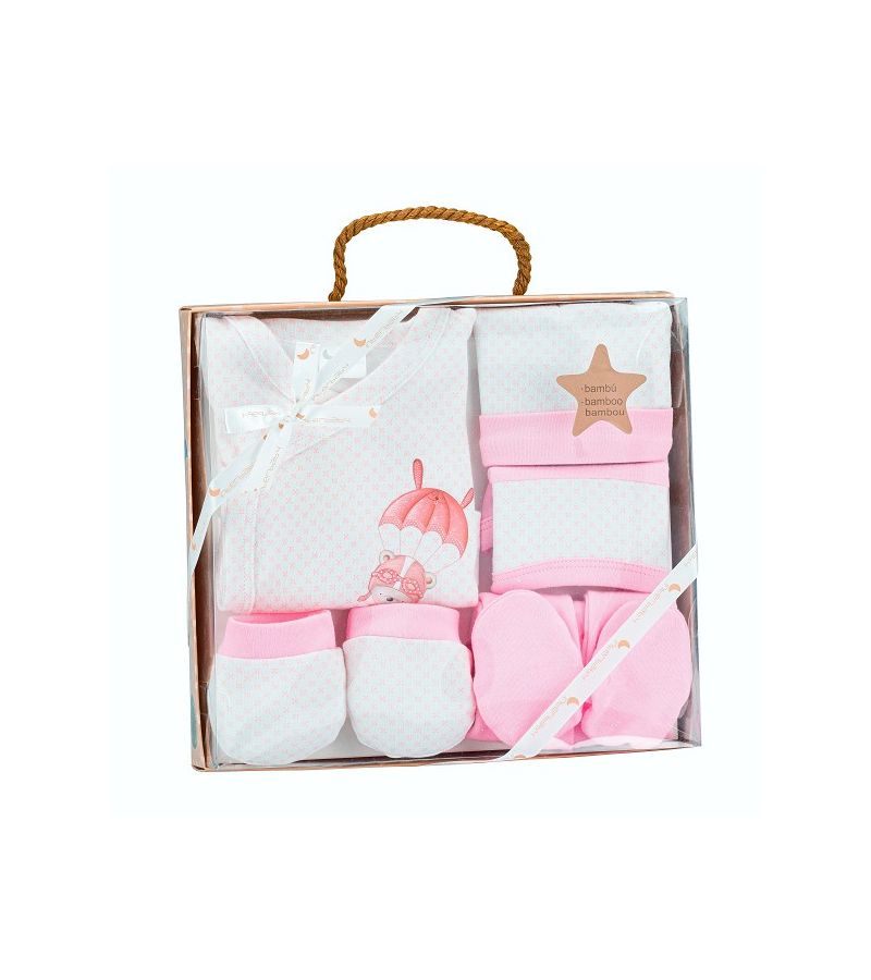 Interbaby Paracaidas Σετ Δώρου 4 τμχ (0-6 μηνών) Pink