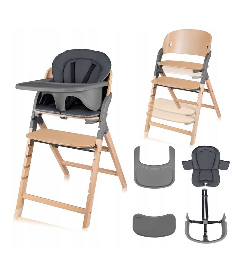Lionelo Megan Καρεκλάκι Φαγητού 3 σε 1 Gray Wood