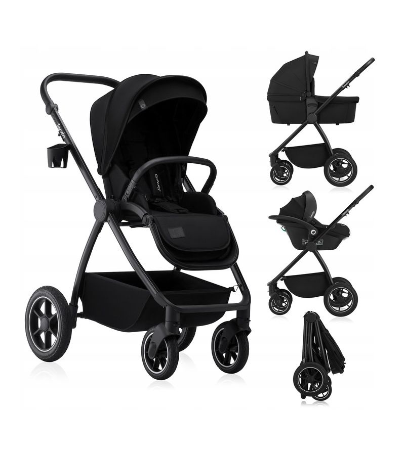 Lionelo Meril Καρότσι Βρεφικό έως 22kg 3 σε 1 Black Onyx