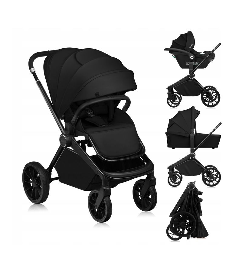 Lionelo Mika Plus Καρότσι Βρεφικό 3 σε 1 έως 22 kg Black Onyx
