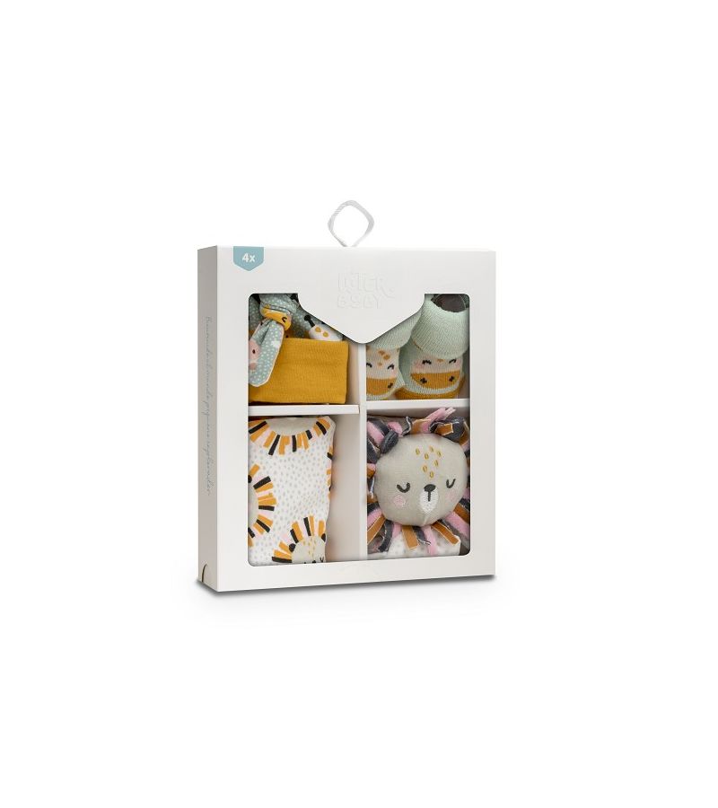 Interbaby Σετ Δώρου Λιονταράκι 4 τμχ (0-6 μηνών) White-Grey